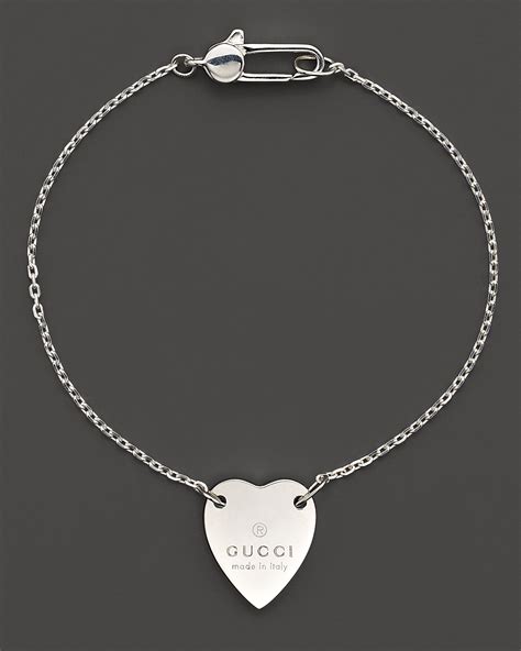 gucci sterling silver engraved heart bracelet